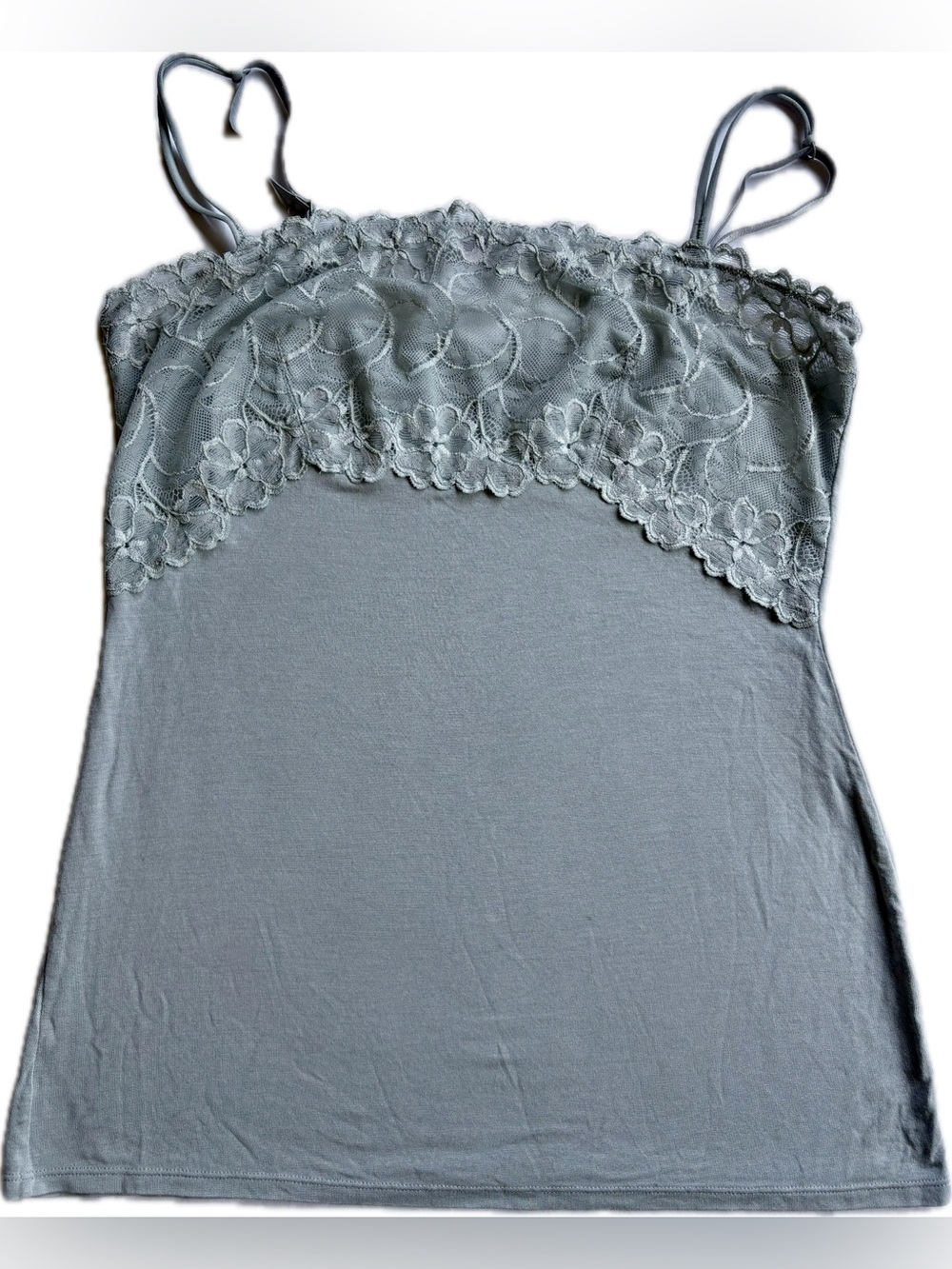 Jezebel Light Gray Lace Trim Spaghetti Strap Cami
